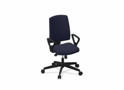 Chaises De Bureau>Camif FLOKK Fauteuil de bureau dossier capitonné et plastique noir avec accoudoirs fixes Raya 21S - - Roulettes pour sol dur Bleu