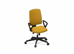 Chaises De Bureau>Camif FLOKK Fauteuil de bureau dossier capitonné et plastique noir avec accoudoirs fixes Raya 21S - - Roulettes pour sol dur Jaune