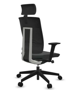 Chaises De Bureau></noscript>Camif FLOKK Fauteuil de bureau avec tétière Xenon Net 111SFL - - Roulettes pour sol dur Noir