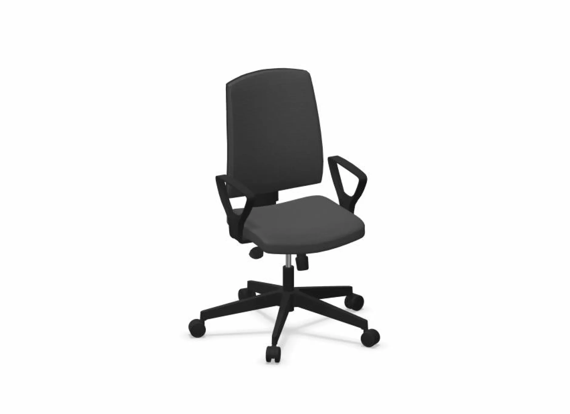 Chaises De Bureau>Camif FLOKK Fauteuil de bureau dossier capitonné et plastique noir avec accoudoirs fixes Raya 21S - - Roulettes pour sol souple Gris Anthracite
