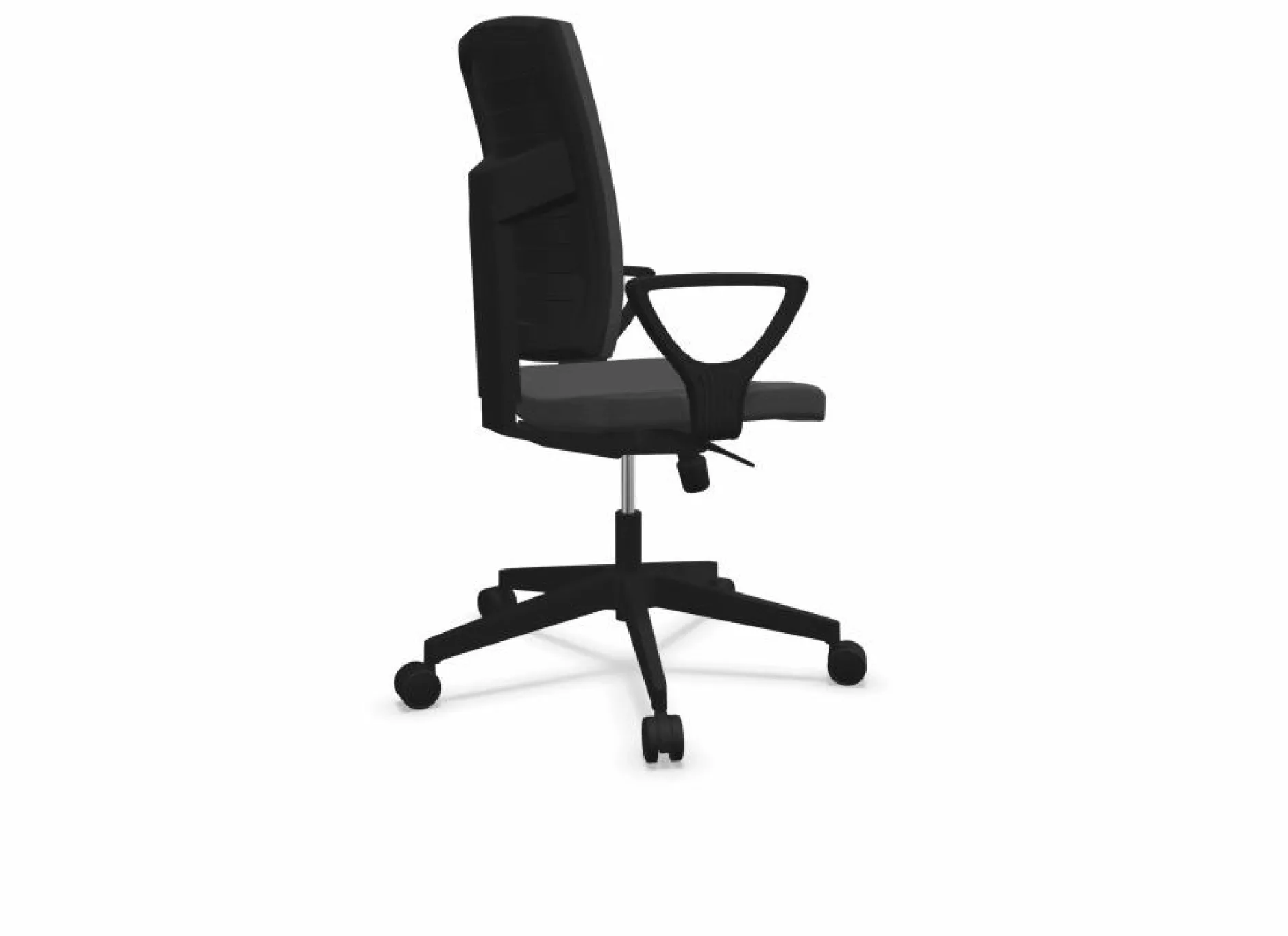 Chaises De Bureau>Camif FLOKK Fauteuil de bureau dossier capitonné et plastique noir avec accoudoirs fixes Raya 21S - - Roulettes pour sol souple Gris Anthracite
