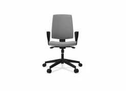 Chaises De Bureau>Camif FLOKK Fauteuil de bureau dossier capitonné et plastique noir avec accoudoirs fixes Raya 21S - - Roulettes pour sol souple Gris