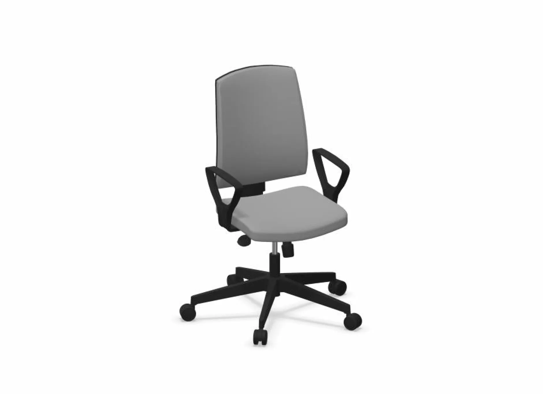 Chaises De Bureau>Camif FLOKK Fauteuil de bureau dossier capitonné et plastique noir avec accoudoirs fixes Raya 21S - - Roulettes pour sol souple Gris