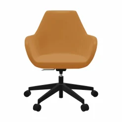Chaises De Bureau>Camif FLOKK Fauteuil de bureau entièrement capitonné piétement 5 branches à roulettes FAN 10Z - - Roulettes pour sol dur Jaune