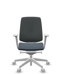 Chaises De Bureau>Camif FLOKK Fauteuil de bureau base grise et dossier résille Light Up 250SL - - Roulettes pour sol dur Assise Bleu Jean