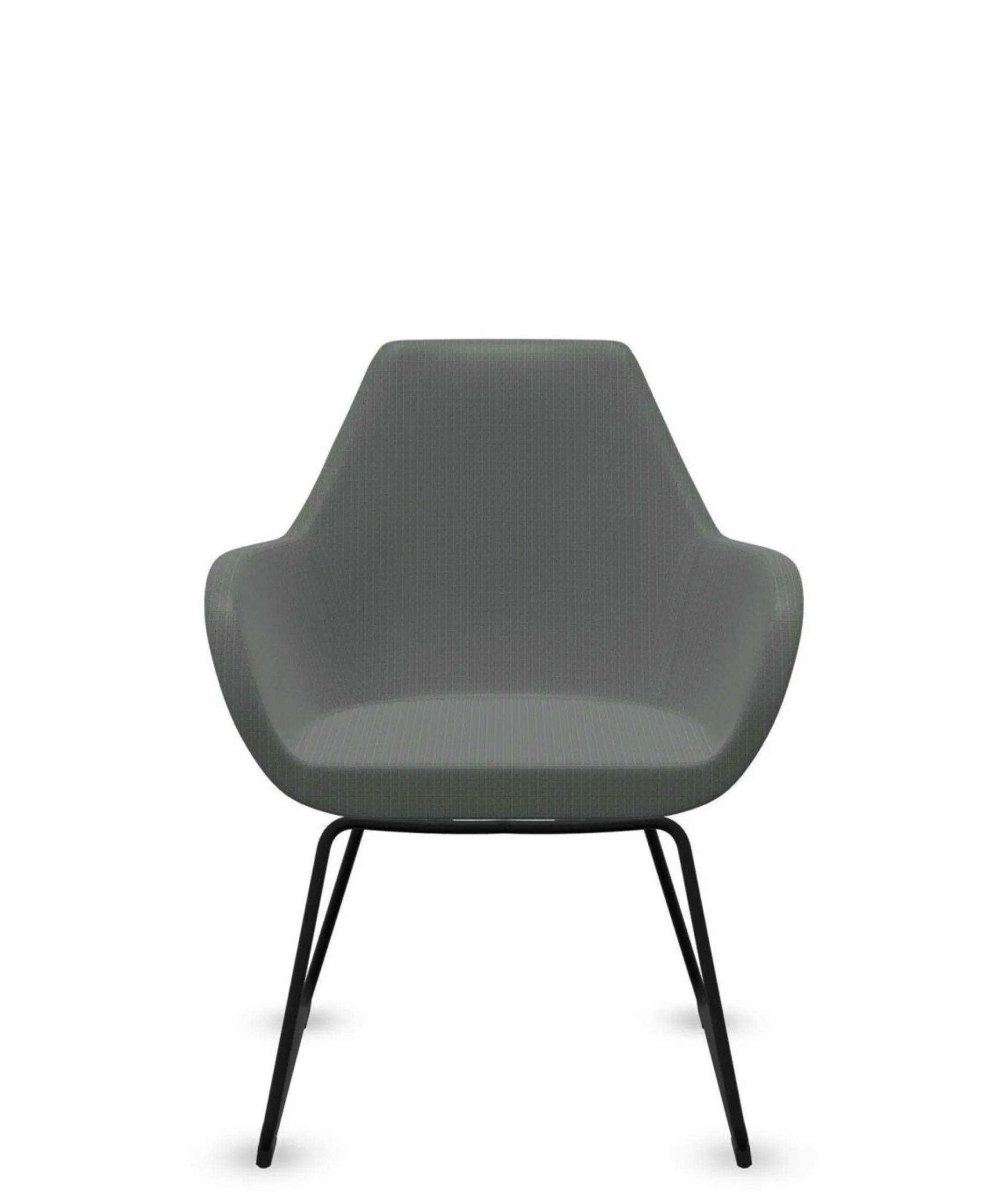 Chaises De Bureau>Camif FLOKK Fauteuil entièrement capitonné pieds luge Fan 10V - Vert Sauge