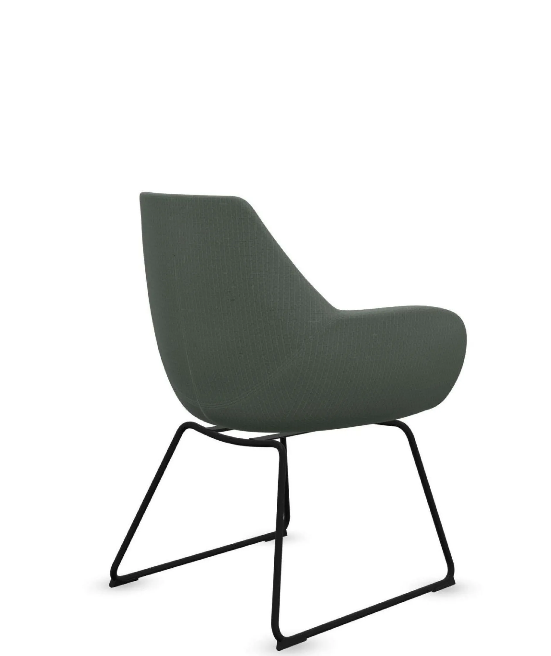 Chaises De Bureau>Camif FLOKK Fauteuil entièrement capitonné pieds luge Fan 10V - Vert Sauge