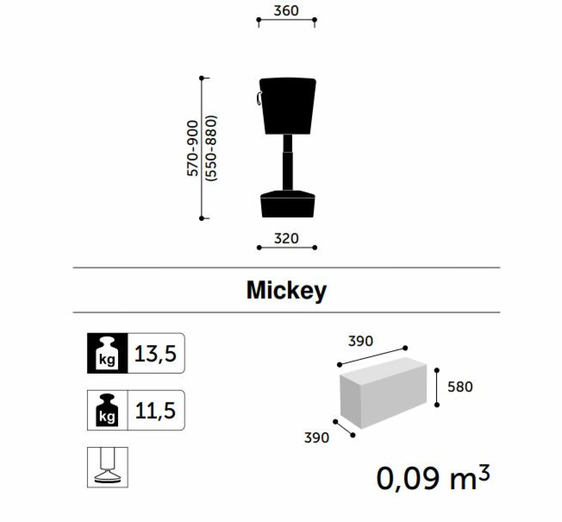 Chaises De Bureau>Camif FLOKK Tabouret assis debout base clair Mickey - Gris