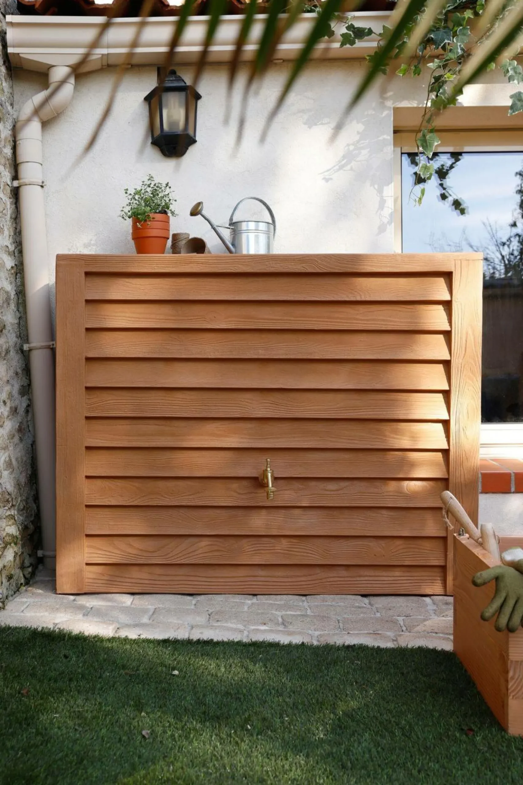 Récupérateurs D'Eau>Camif GARANTIA Kit Récupérateur d'Eau 350 L Woody Aspect Bois Clair