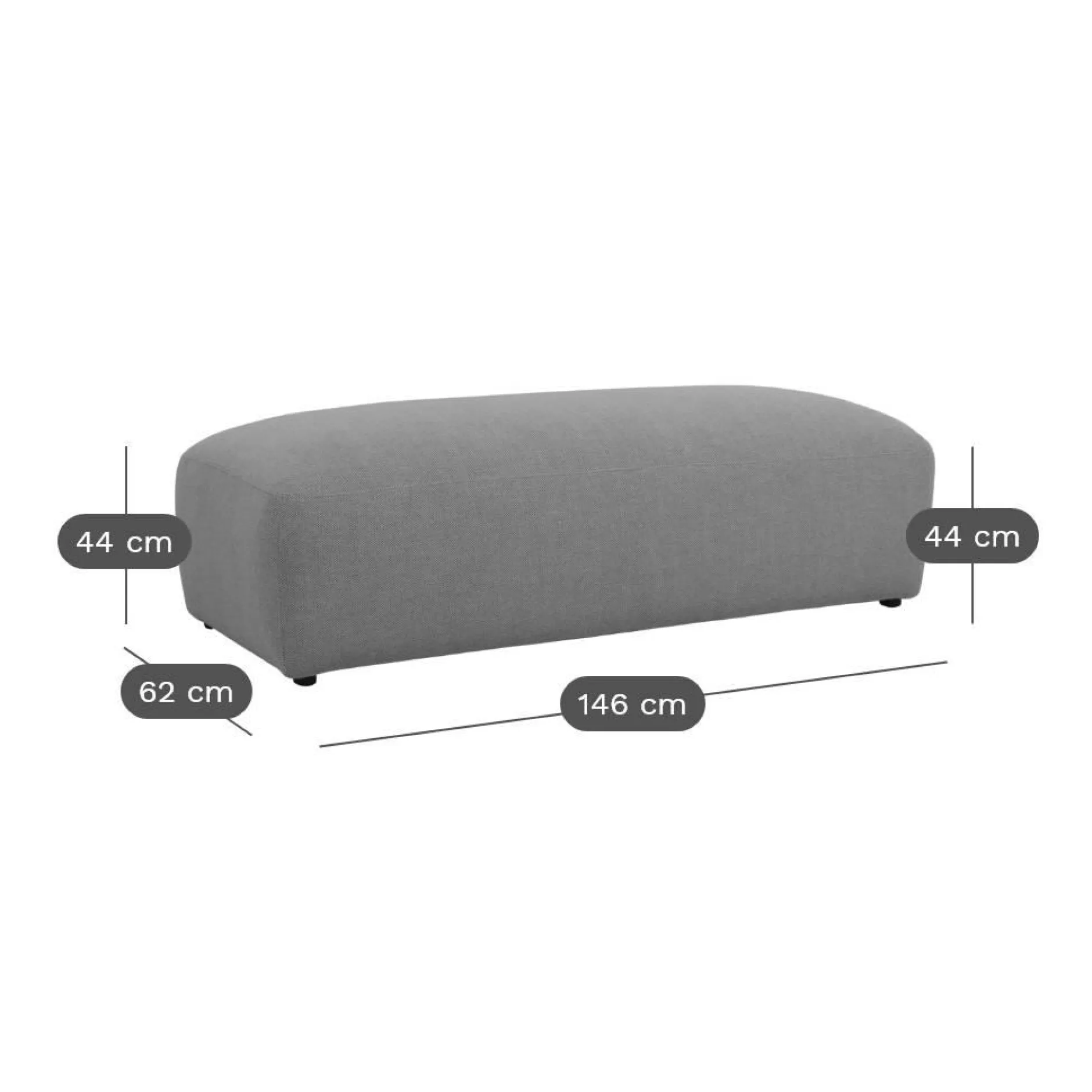 Repose-Pieds>Camif Grand pouf tissu Pavel - Gris