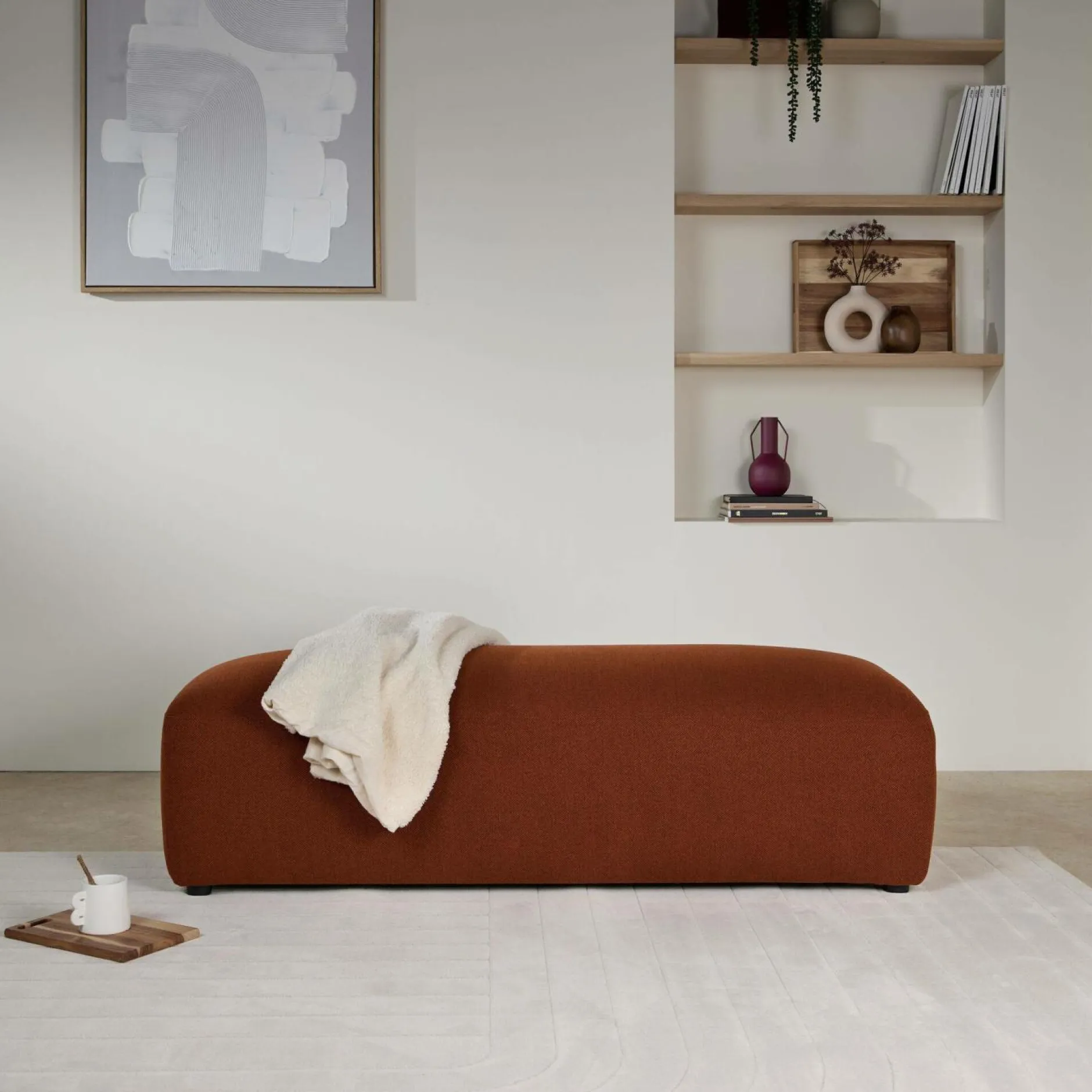 Repose-Pieds>Camif Grand pouf tissu Pavel - Rouille