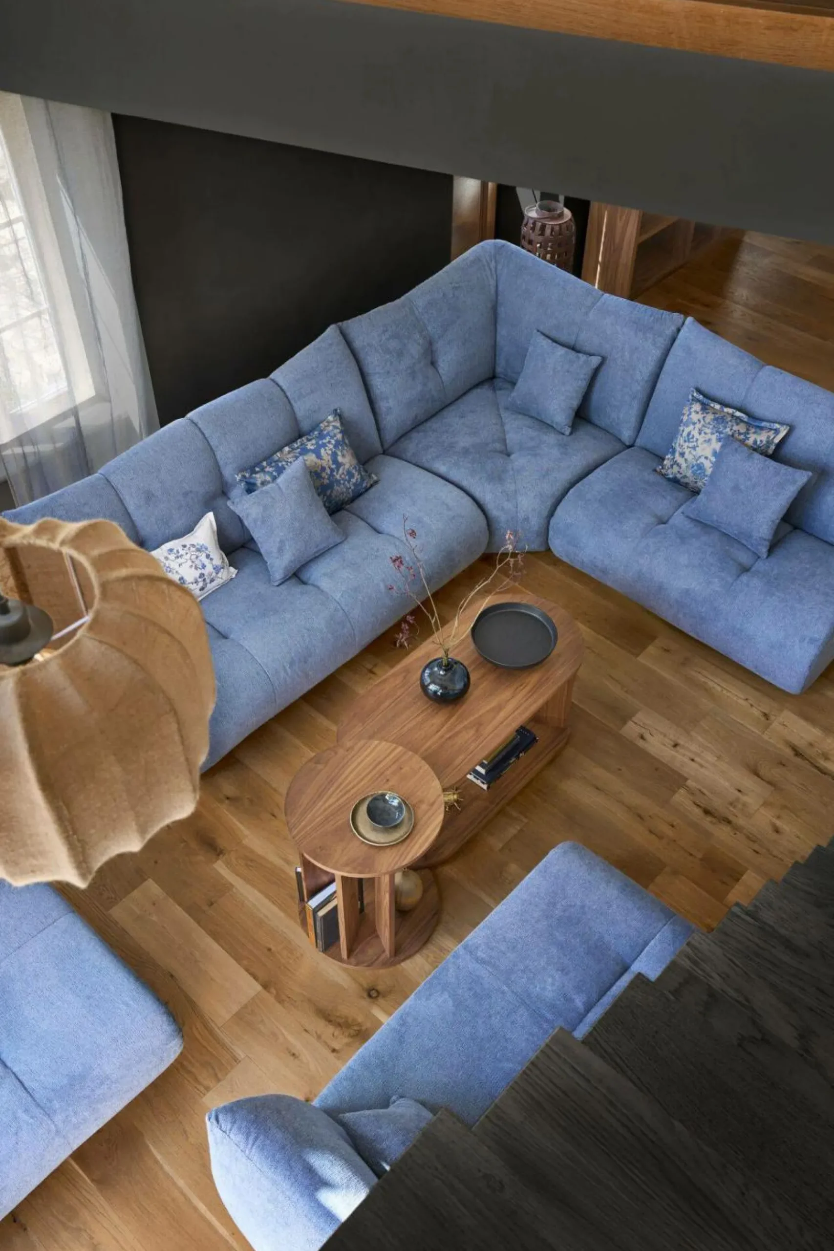 Canapés Modulables>Camif Grande chauffeuse et méridienne tissu Benny - - 1,5 place Bleu