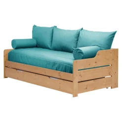 Housses De Canapés Et Fauteuils|Housses De Canapés Et Fauteuils>Camif Habillage lit gigogne recyclé Heva - Bleu Canard