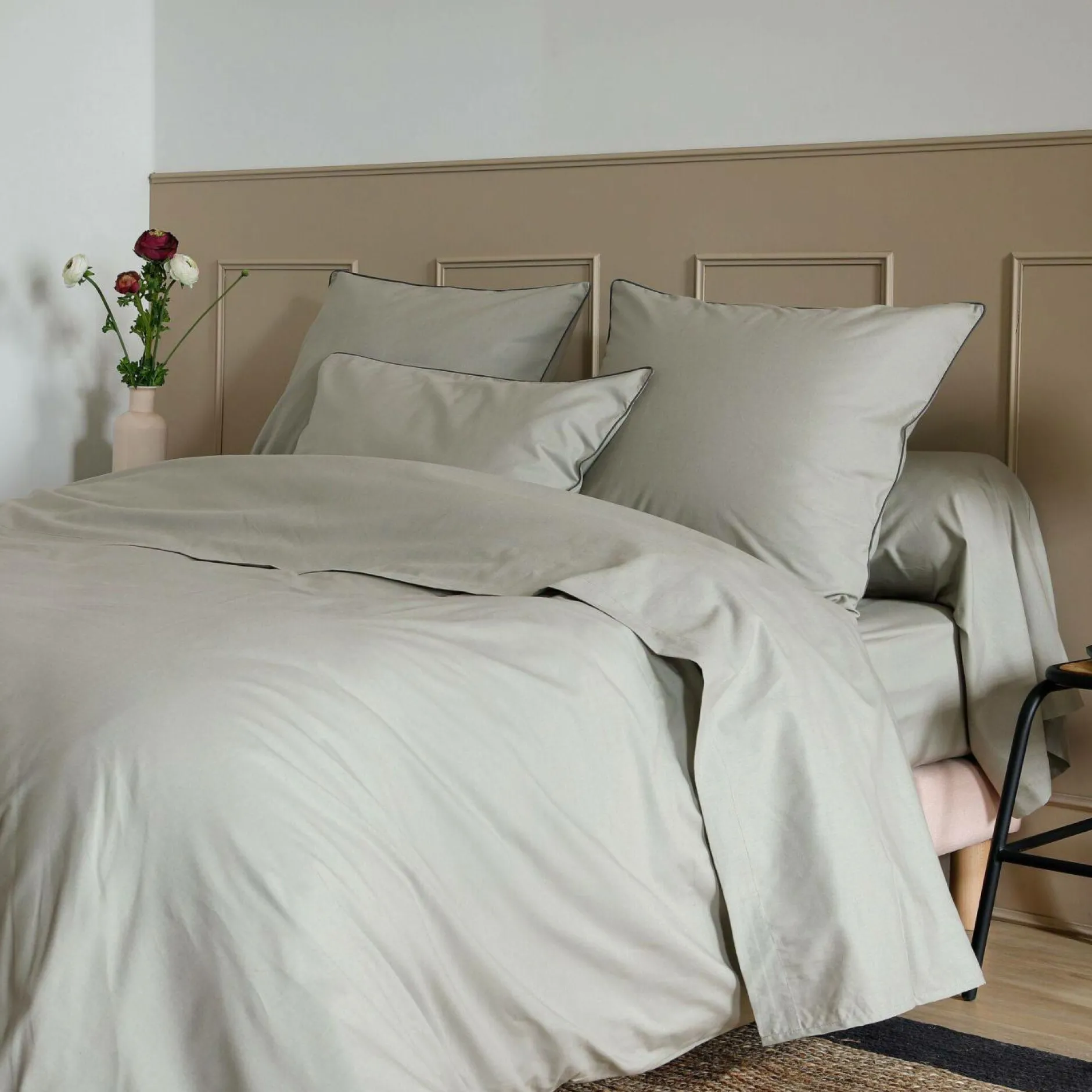 Housses De Couette>Camif Housse de couette coton bio Thaïs - - 140 x 200 cm Bronze