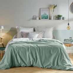 Housses De Couette>Camif Housse de couette coton bio Fil & Sens - - 140 x 200 cm Céladon