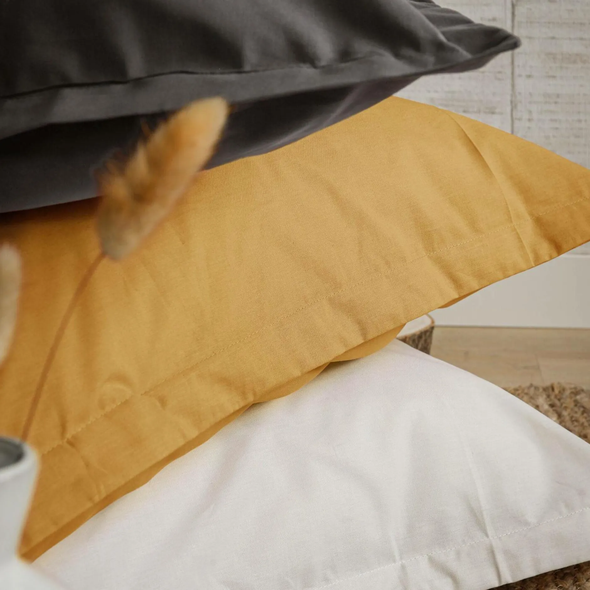 Housses De Couette>Camif Housse de couette coton bio Fil & Sens - - 140 x 200 cm Jaune Curry