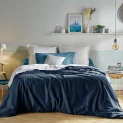 Housses De Couette>Camif Housse de couette coton bio Fil & Sens - - 140 x 200 cm Bleu Nuit