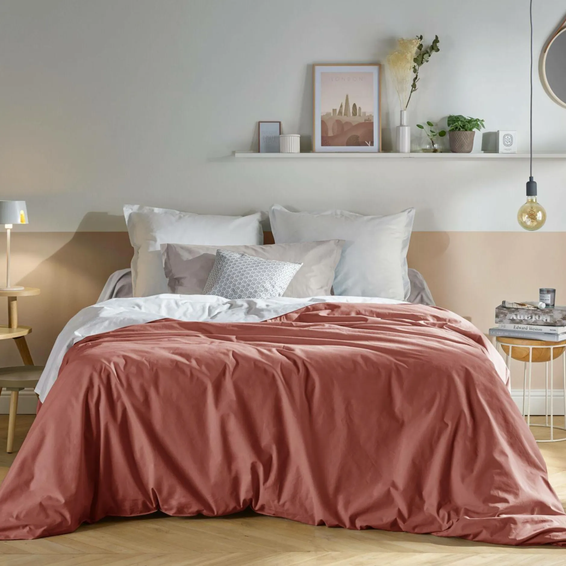 Housses De Couette>Camif Housse de couette coton bio Fil & Sens - - 140 x 200 cm Terracotta