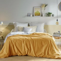Housses De Couette>Camif Housse de couette coton bio Fil & Sens - - 200 x 200 cm Jaune Curry