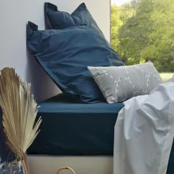Housses De Couette>Camif Housse de couette percale bio Elise - - 140 x 200 cm Bleu Nuit