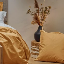 Housses De Couette>Camif Housse de couette percale bio Elise - - 240 x 220 cm Ocre