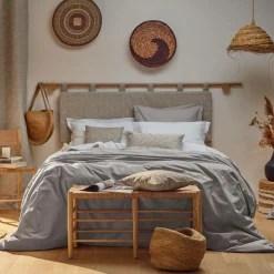 Housses De Couette>Camif Housse de couette percale bio Elise - - 140 x 200 cm Gris Mastic