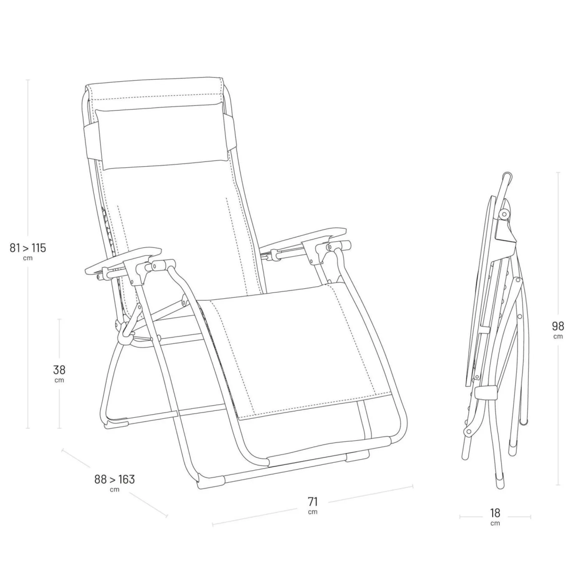 Transats Et Relax>Camif LAFUMA Fauteuil Relax Pliant Futura Batyline® Duo - Obsidian
