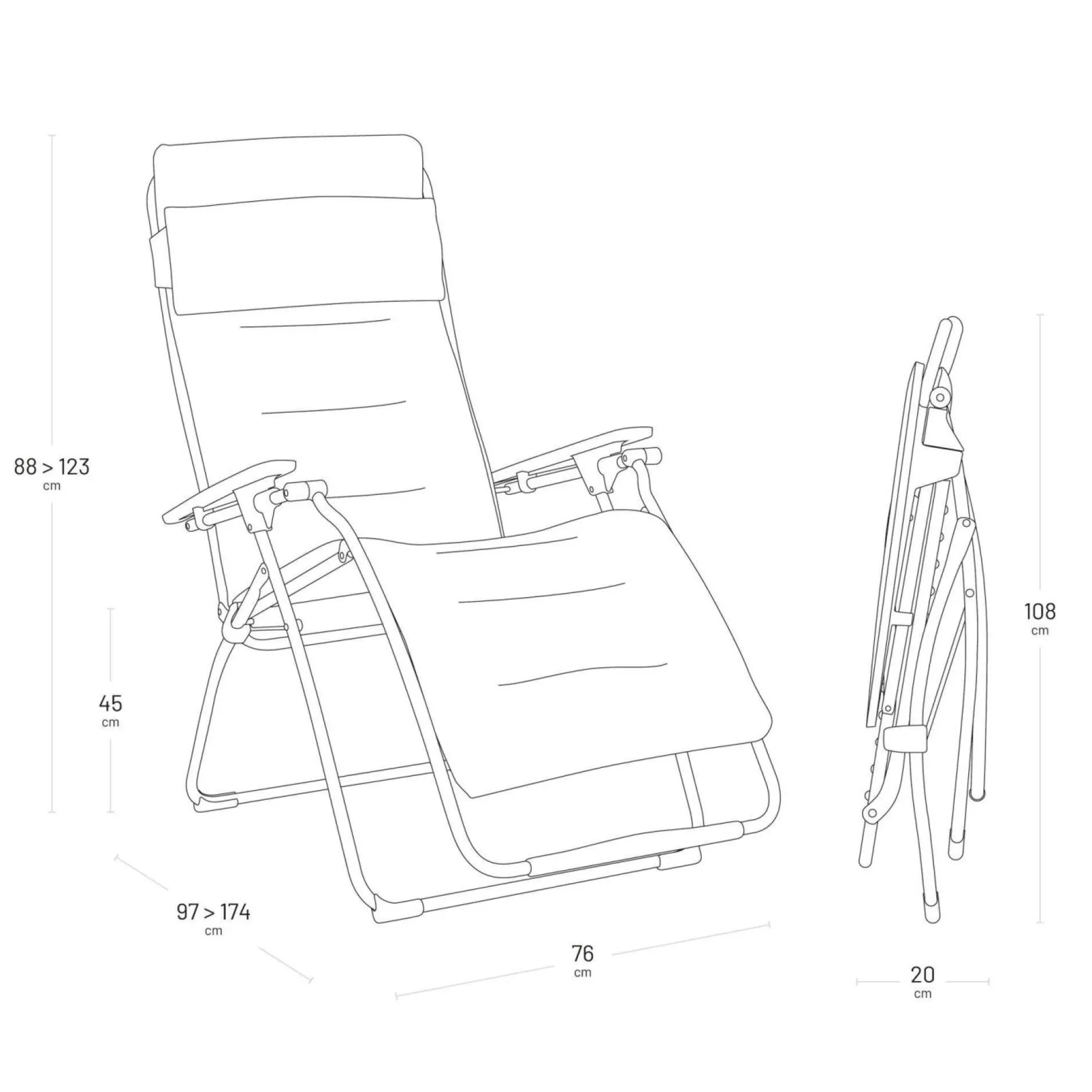Transats Et Relax>Camif LAFUMA Fauteuil Relax Pliant Futura XL BeComfort® - Gris Foncé