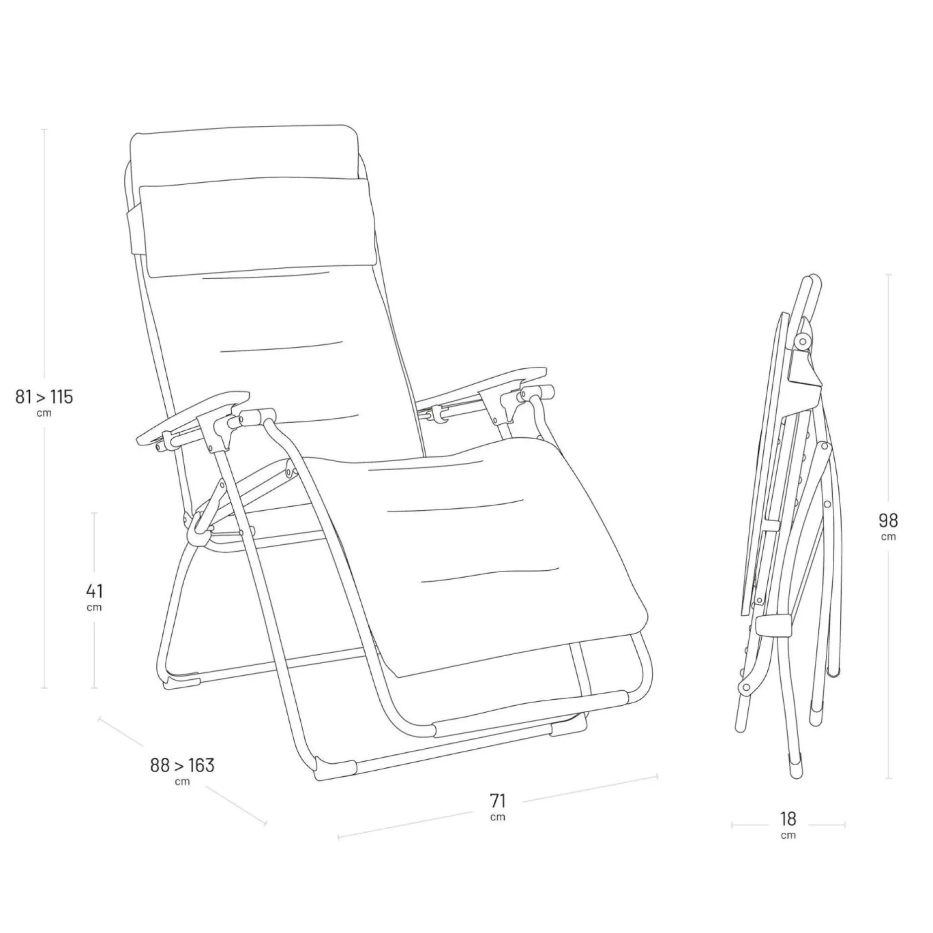 Transats Et Relax>Camif LAFUMA Fauteuil Relax Pliant Futura BeComfort® - Gris Foncé