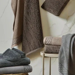 Serviettes De Bain></noscript>Camif LASA HOME Serviette de bain coton Leonardo - - 70 x 140 cm Gris