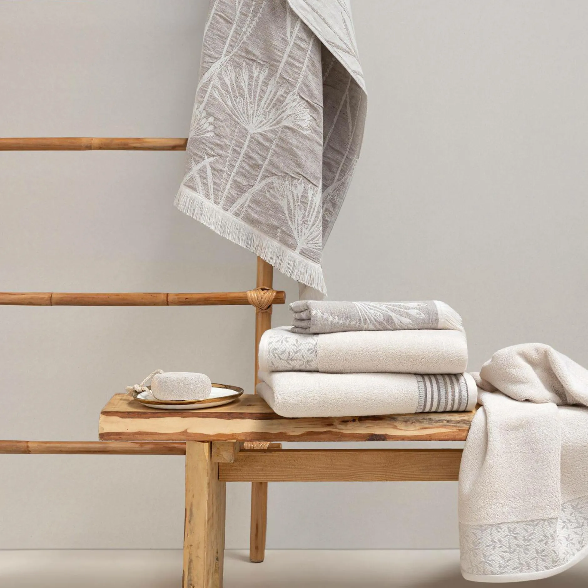 Serviettes De Bain>Camif LASA HOME Serviette de bain coton Léontina, - - 100 x 150 cm Végétal