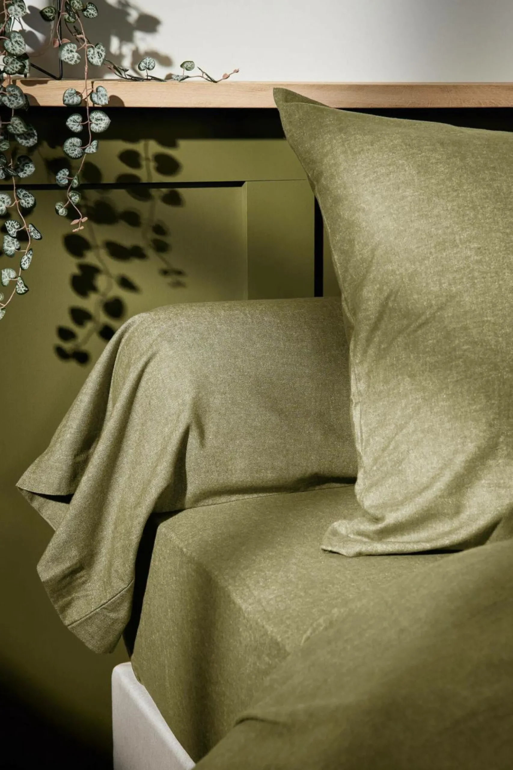 Taies D'Oreiller>Camif LASA HOME Taie d'oreiller coton flanelle Livia - - 50 x 70 cm Kaki