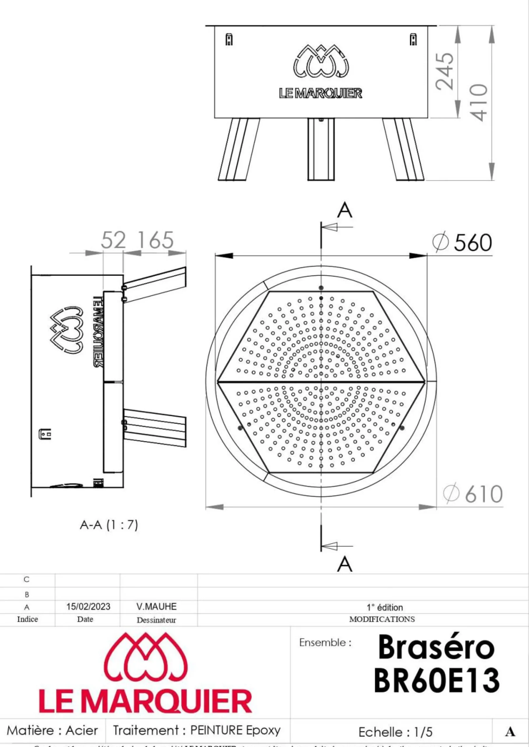 Barbecues>Camif LE MARQUIER Brasero d'Extérieur en Acier Ø 60 cm Original