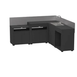 Cuisines D'Extérieur>Camif LE MARQUIER Cuisine d'Extérieur en Angle 5 Éléments avec Crédence en Acier - Noir