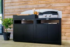 Cuisines D'Extérieur>Camif LE MARQUIER Cuisine d'Extérieur 2 Éléments avec Crédence en Acier - Noir