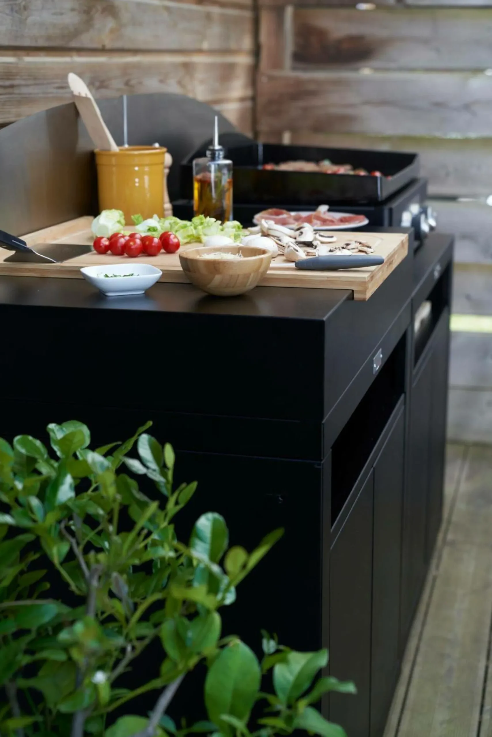 Cuisines D'Extérieur>Camif LE MARQUIER Cuisine d'Extérieur 2 Éléments avec Crédence en Acier - Noir