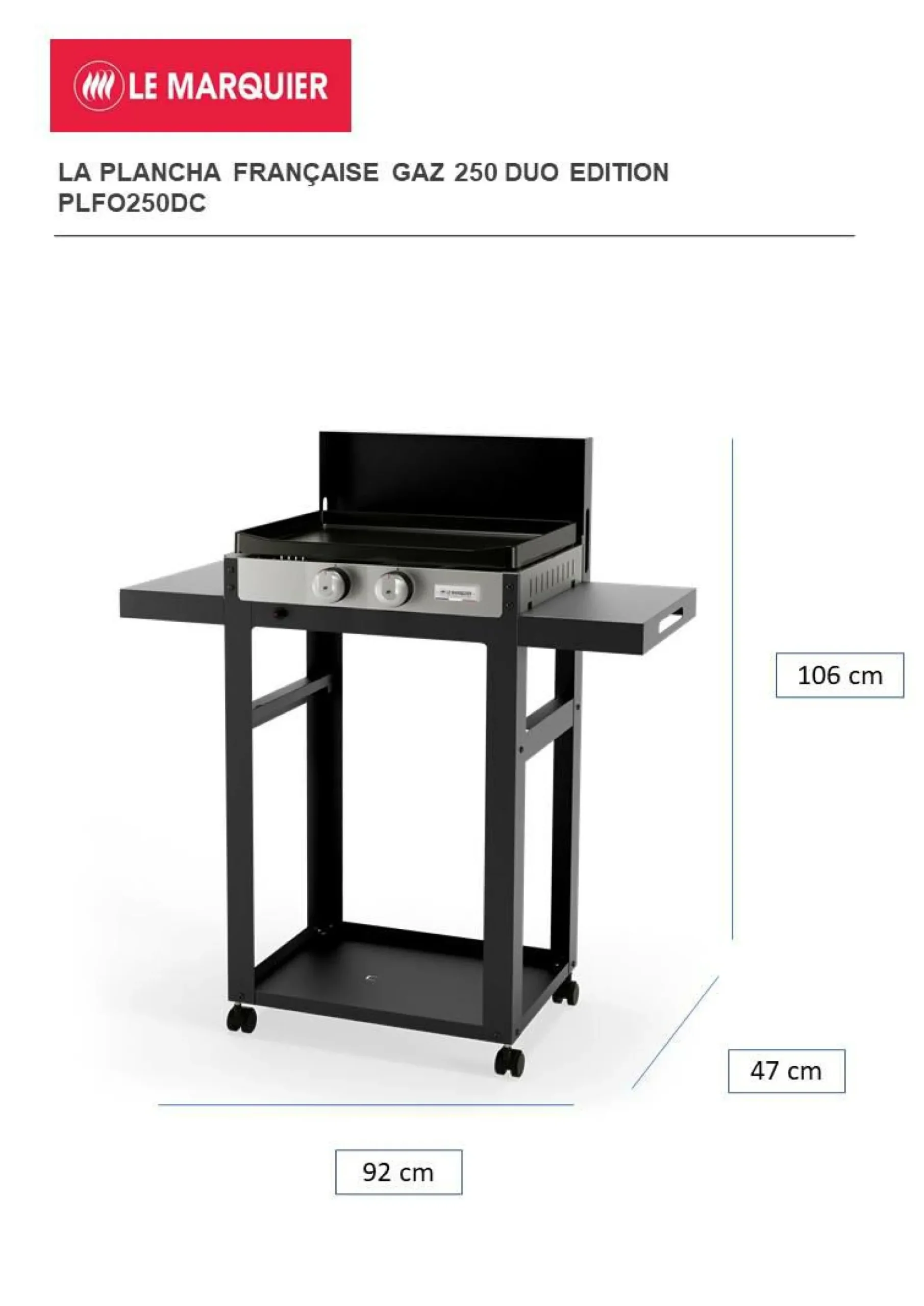 Ensembles Planchas Et Dessertes>Camif LE MARQUIER Ensemble Plancha et Chariot La Plancha Française Gaz Acier Inox