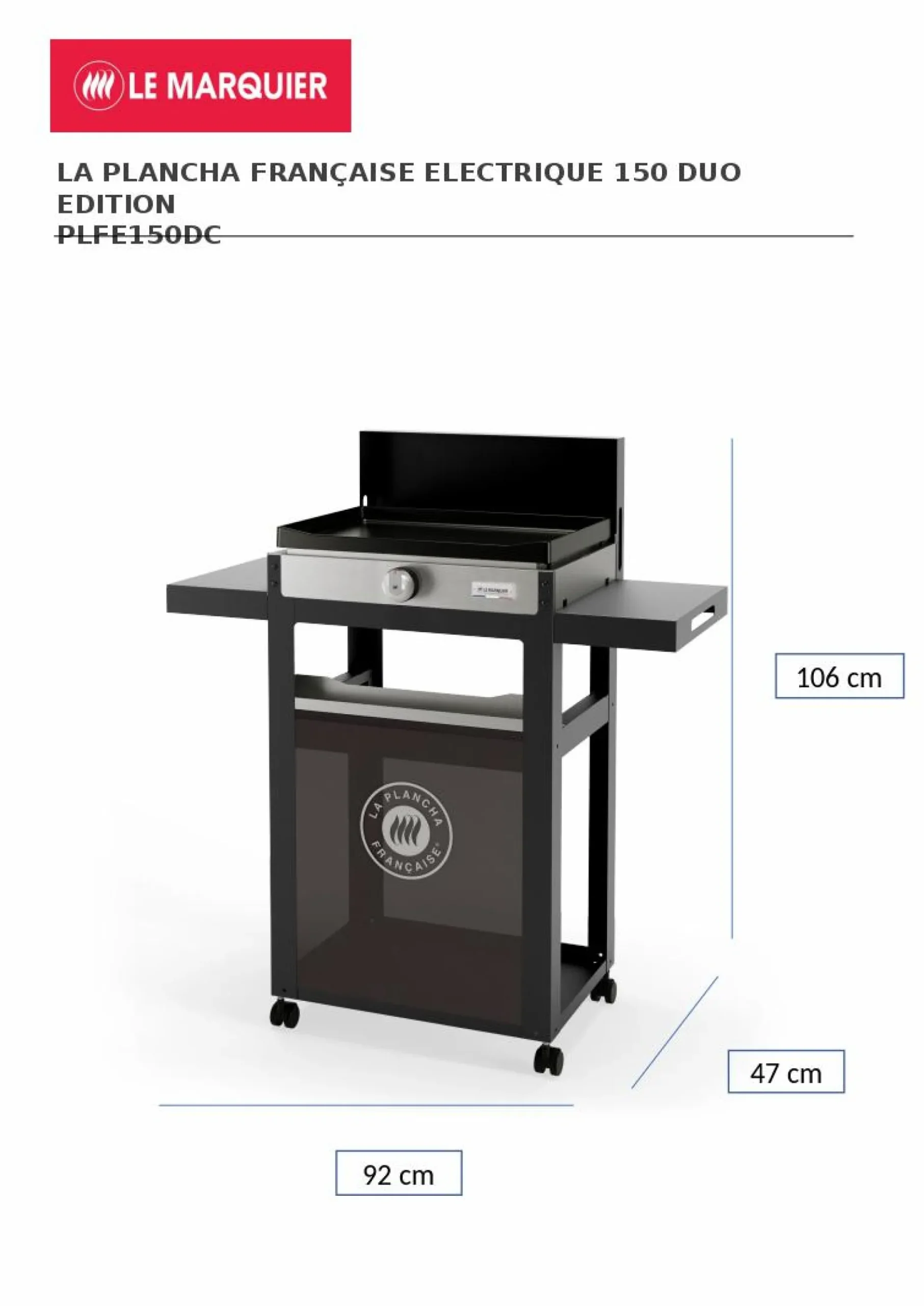 Ensembles Planchas Et Dessertes>Camif LE MARQUIER Ensemble Plancha et Chariot La Plancha Française Électrique Acier