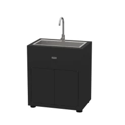 Cuisines D'Extérieur>Camif LE MARQUIER Meuble avec Évier pour Cuisine d'Extérieur 80 x 55 cm en Acier - Noir