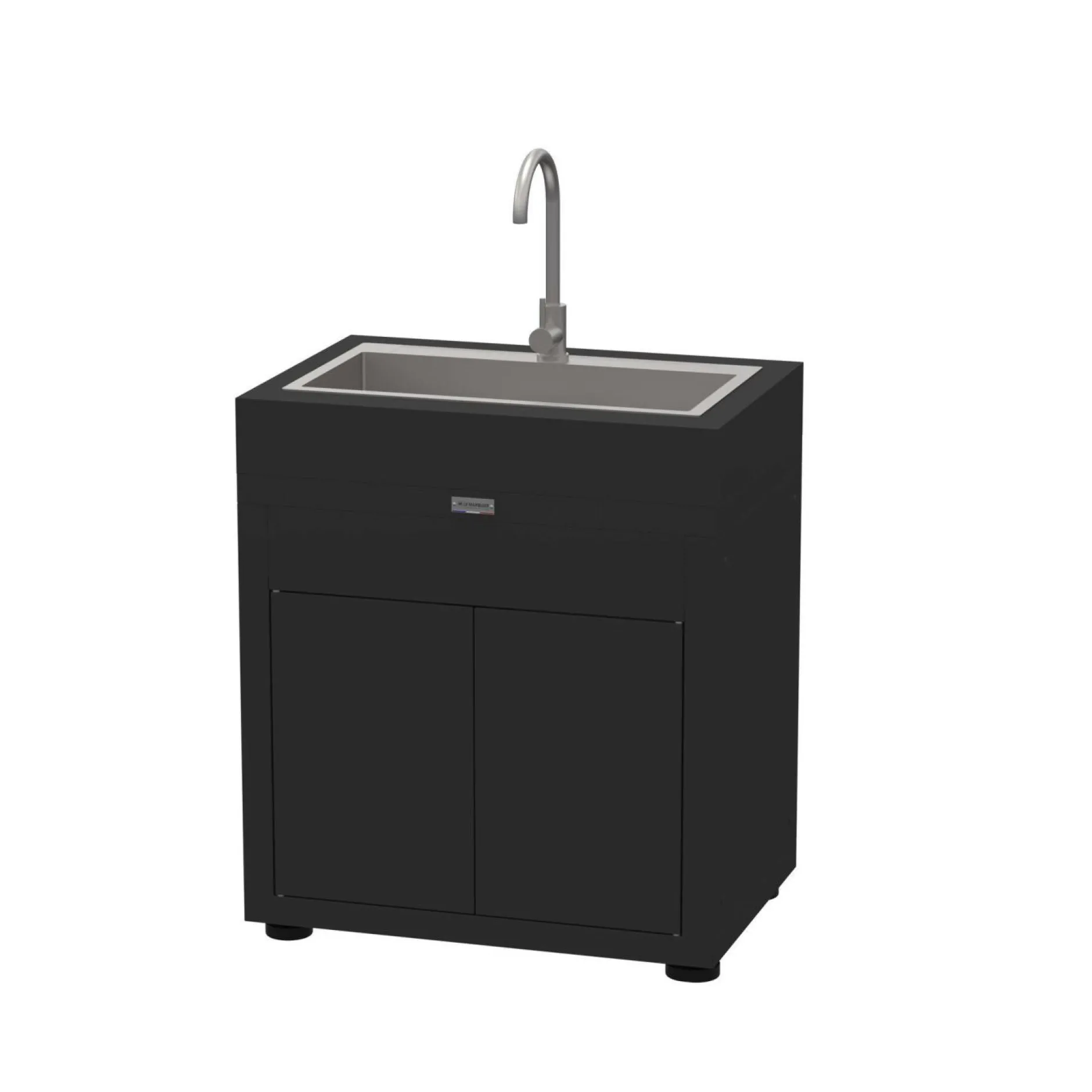 Cuisines D'Extérieur>Camif LE MARQUIER Meuble avec Évier pour Cuisine d'Extérieur 80 x 55 cm en Acier - Noir