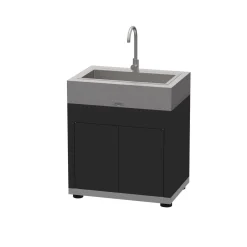Cuisines D'Extérieur>Camif LE MARQUIER Meuble avec Évier pour Cuisine d'Extérieur 80 x 55 cm en Acier Noir - Acier Noir/Inox