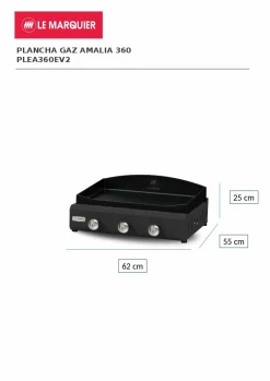 Planchas></noscript>Camif LE MARQUIER Plancha Exclusive Amalia 360 en Acier Noir