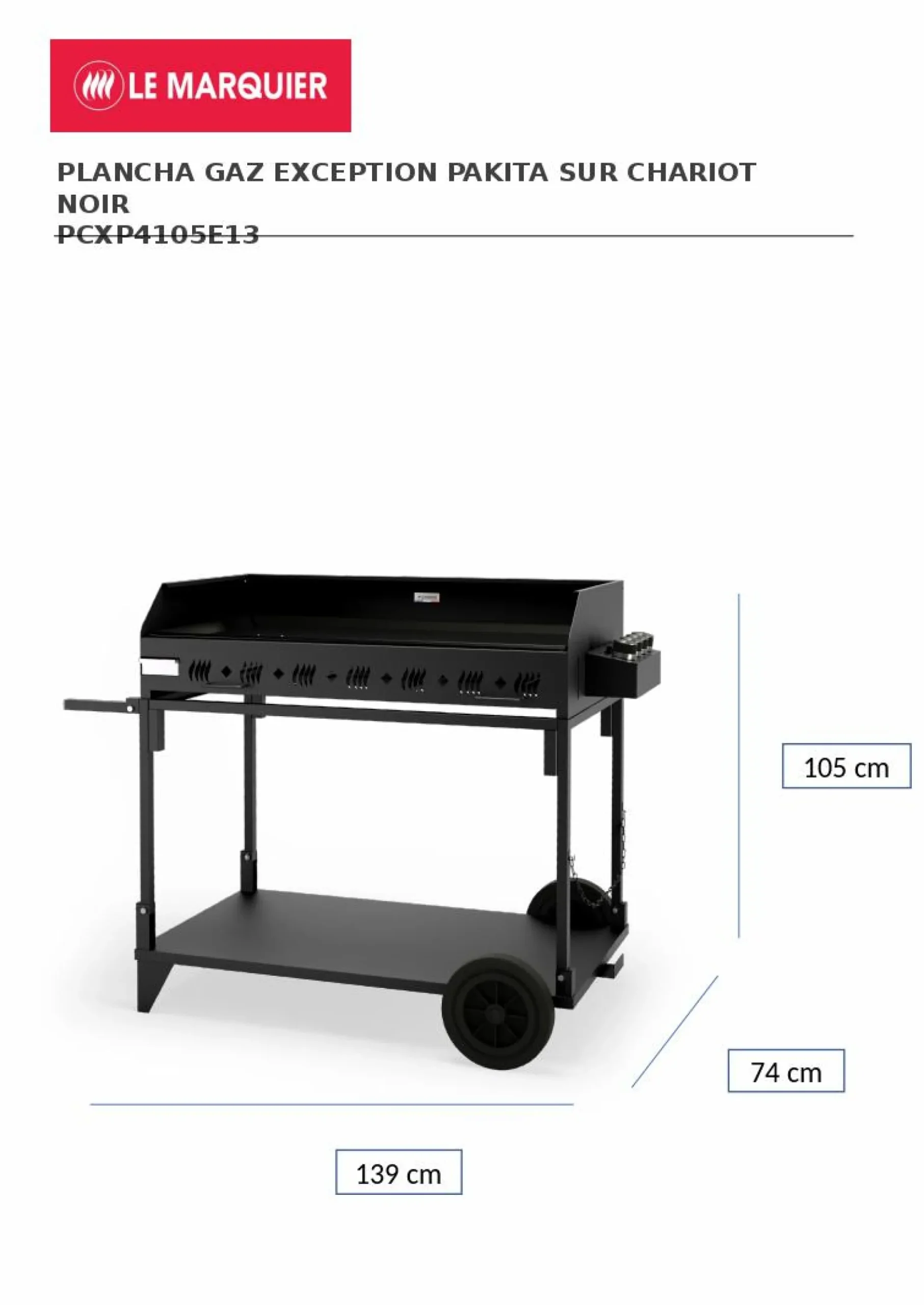 Ensembles Planchas Et Dessertes>Camif LE MARQUIER Plancha gaz Exception Pakita sur chariot