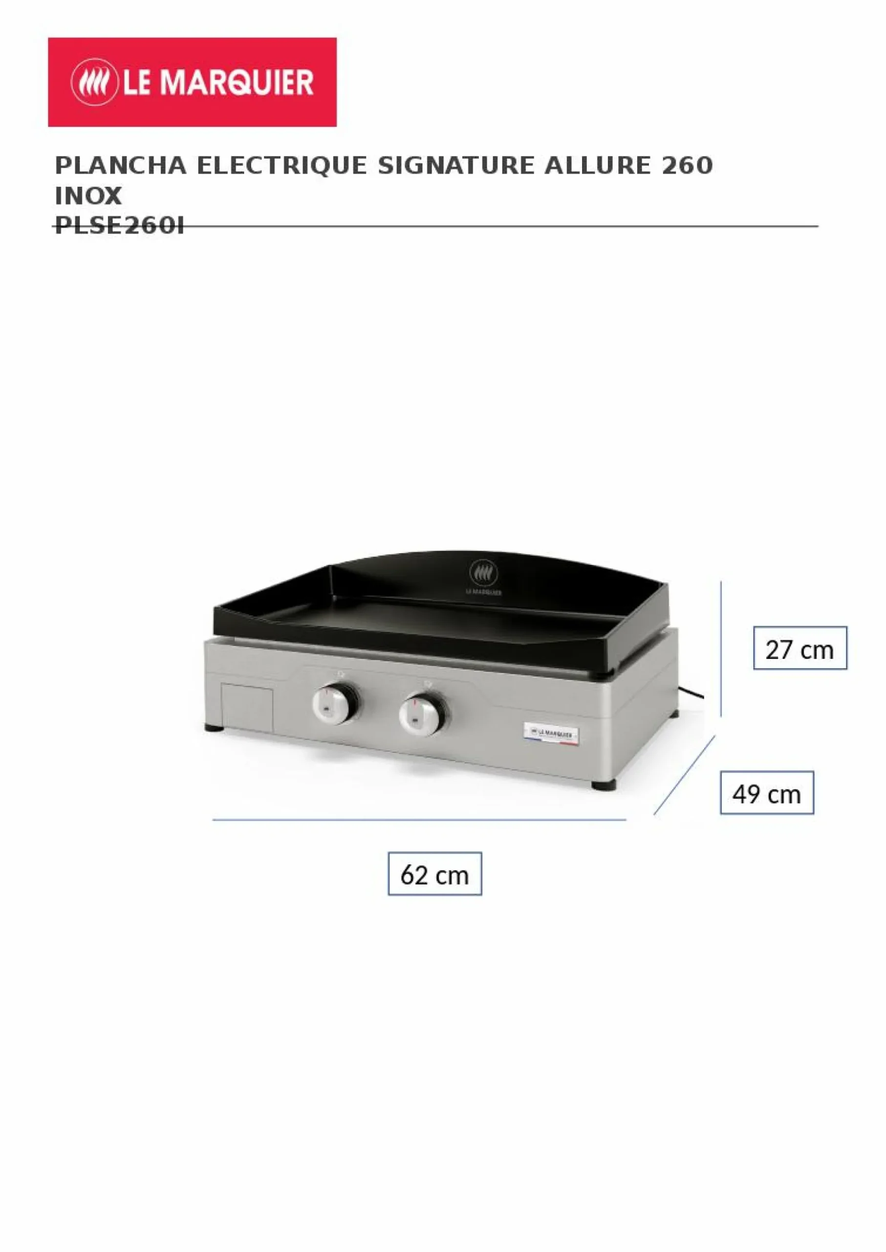 Planchas>Camif LE MARQUIER Plancha Signature Allure Électrique 260 en Inox