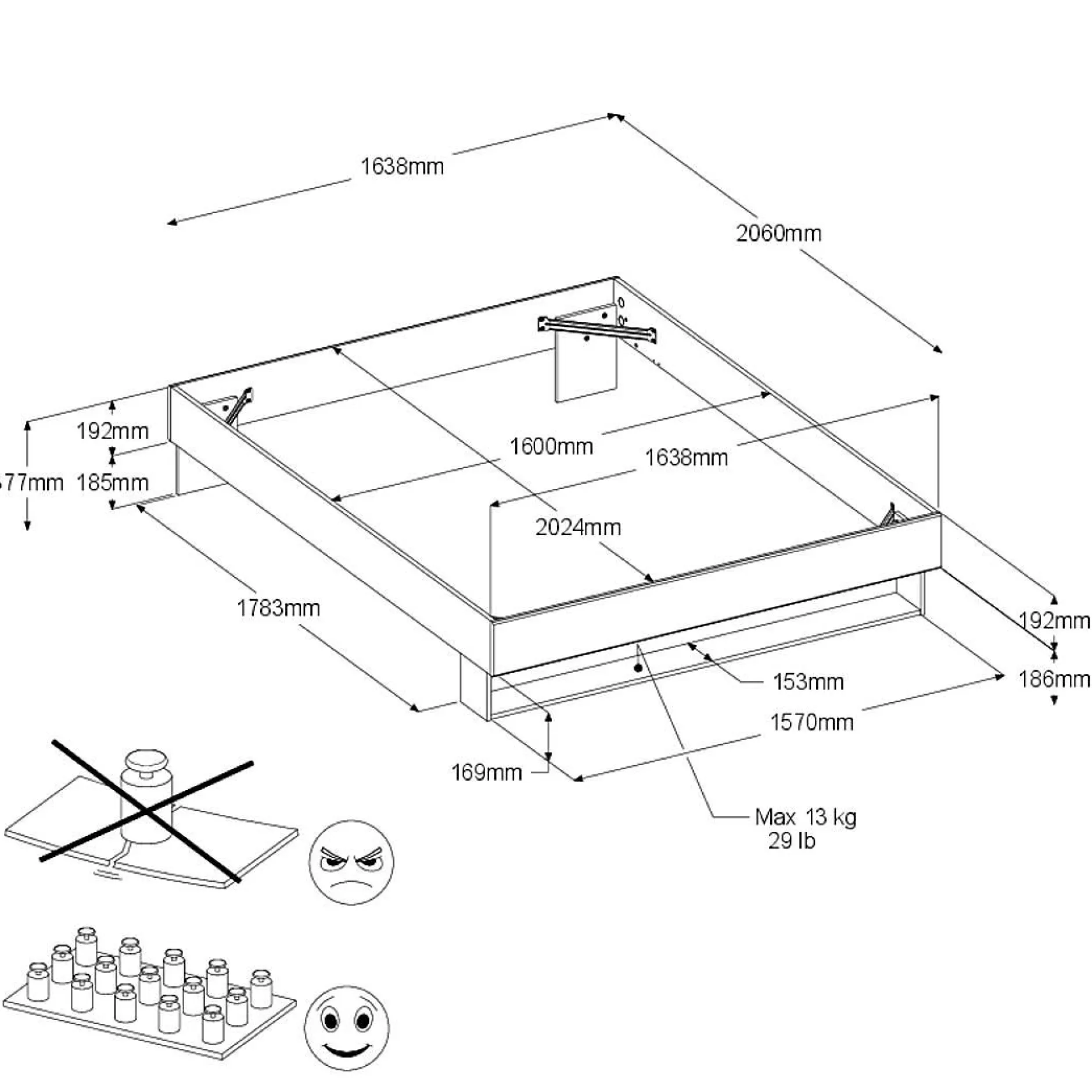 Lits Avec Rangement|Lits Avec Rangement>Camif Lit avec tiroir de rangement en option Paris - - 160 x 200 cm Blanc/Bois