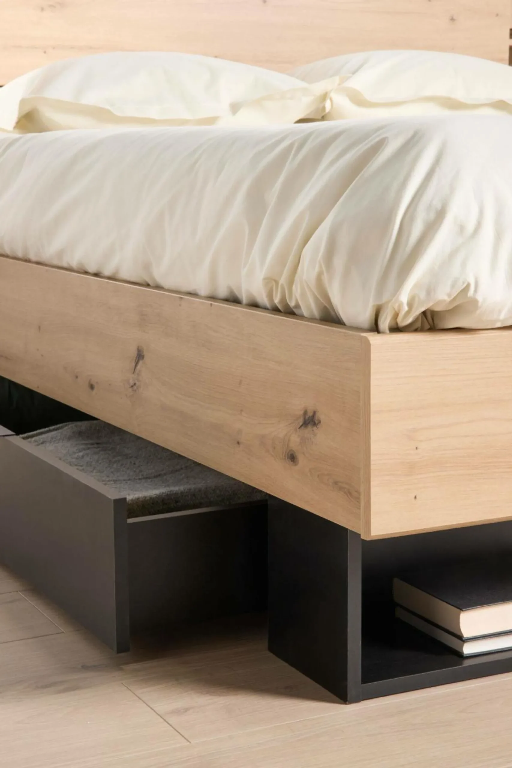 Lits Avec Rangement|Lits Avec Rangement>Camif Lit avec tiroir de rangement en option Paris - - 160 x 200 cm Bois/Noir