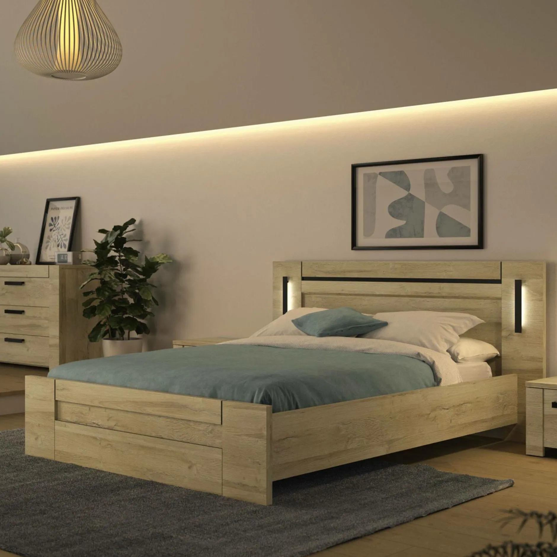 Lits Avec Rangement|Lits Avec Rangement>Camif Lit avec tiroir de rangement en option Emilie - 160 x 200 cm