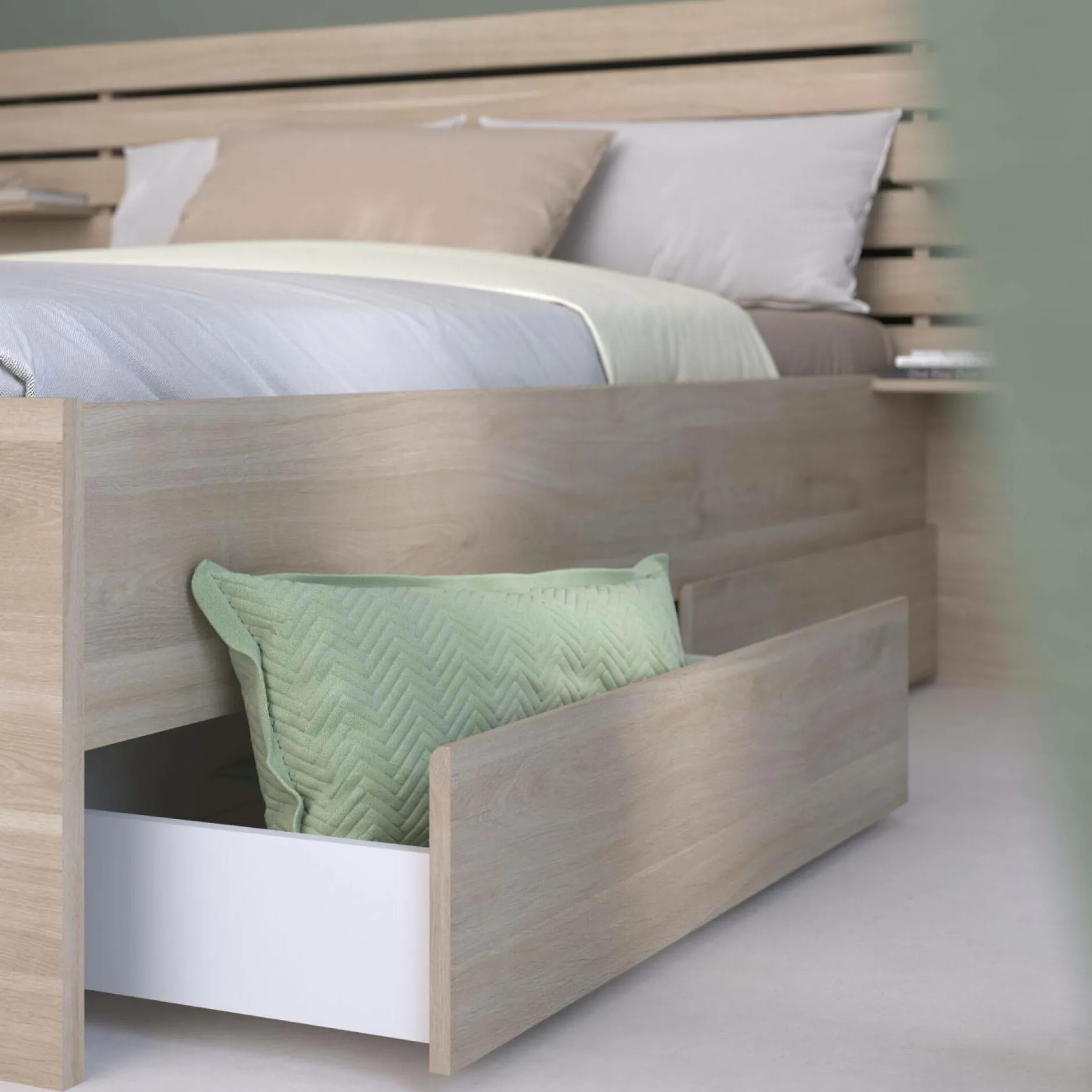 Lits Avec Rangement|Lits Avec Rangement>Camif Lit avec tiroirs de rangement en option Palmyre - 180 x 200 cm