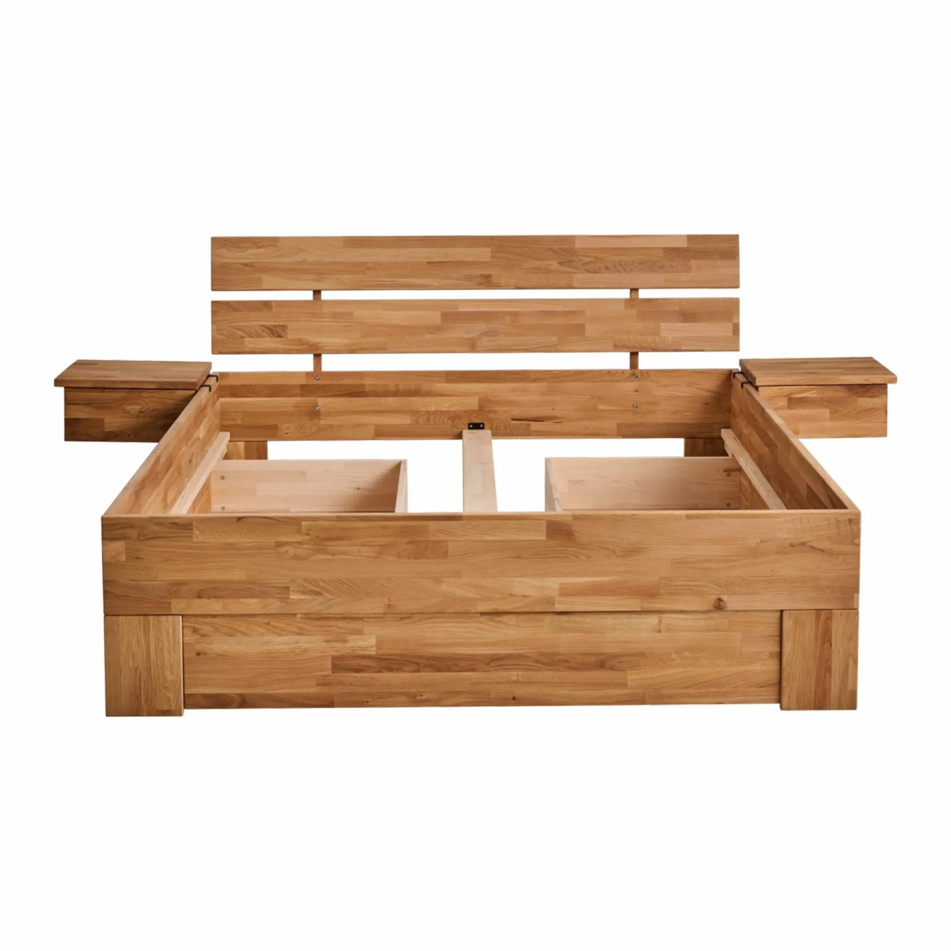 Lits Avec Rangement|Lits Avec Rangement>Camif Lit avec tête de lit et rangement en option chêne massif Charly - 160 x 200 cm