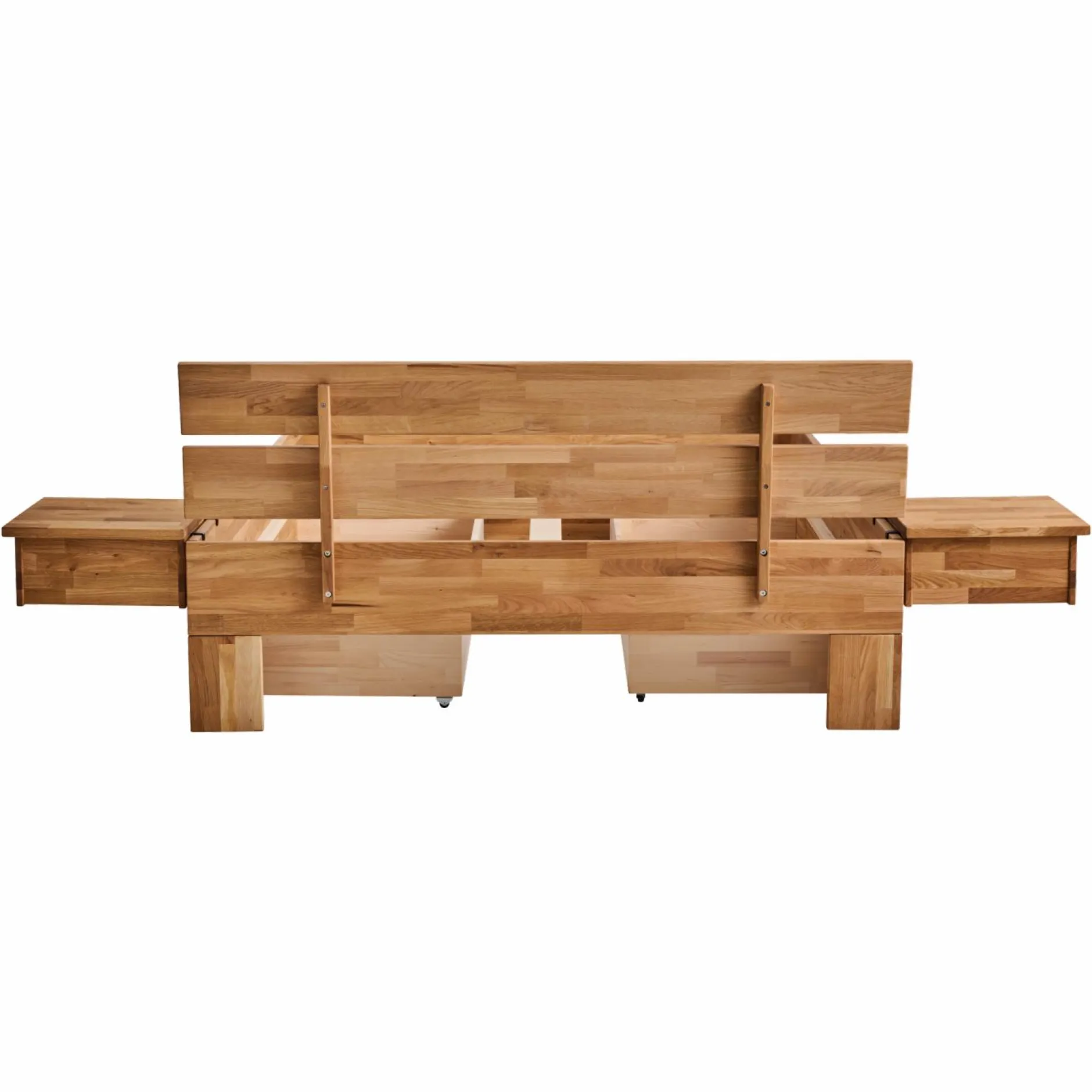 Lits Avec Rangement|Lits Avec Rangement>Camif Lit avec tête de lit et rangement en option chêne massif Charly - 160 x 200 cm